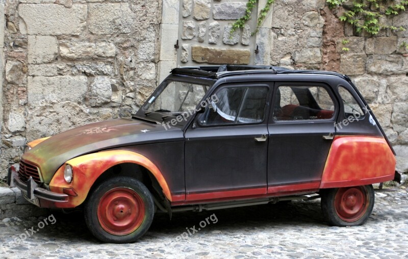 Car 2cv Old Red Symbol