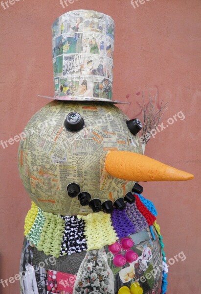 Snowman Recycled Christmas Holiday Happy