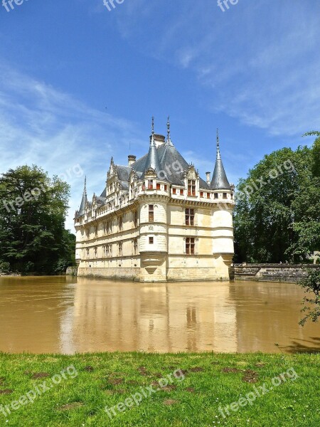 Chateau D'azay Le Rideau Chateau Castle France Landmark