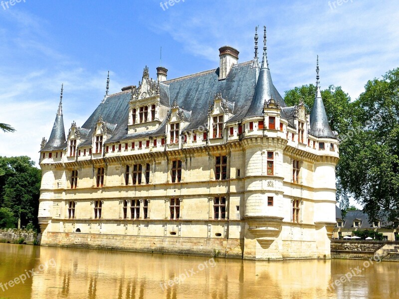 Chateau D'azay Le Rideau Chateau Castle France Landmark