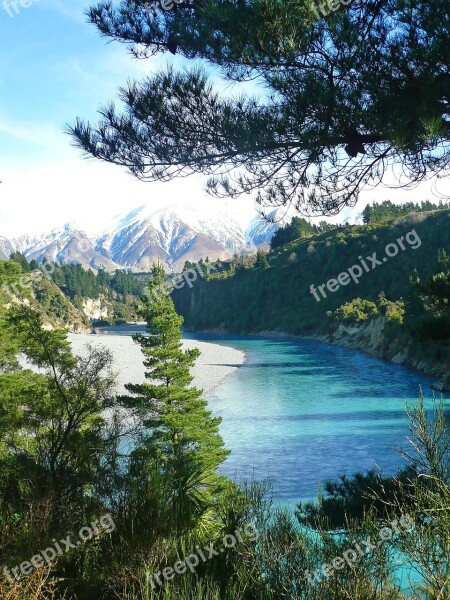 River Winding Trees Landscape Nature