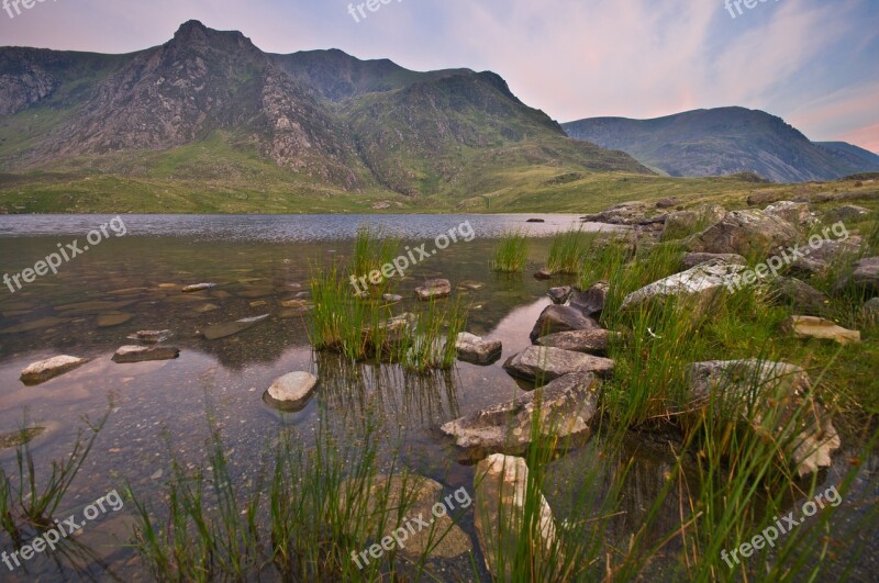 Lake Snowdonia Wales Scenic Landscape