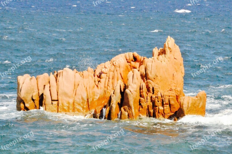 Rock Red Sardinia Italy Water