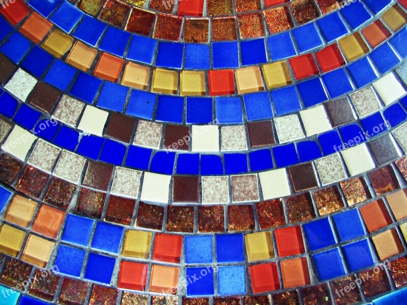 Mosaic Colorful Blue Tiles Background