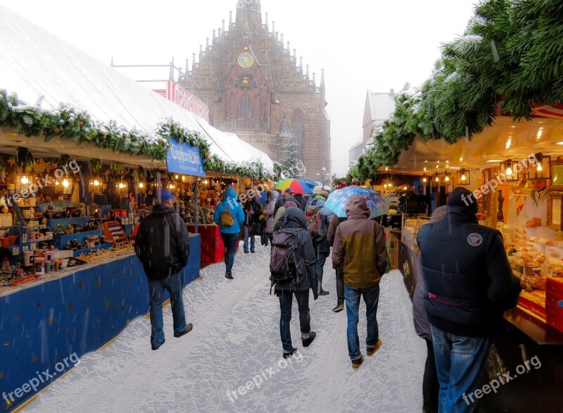 Nuremberg Christmas Market Christmas Buden Christkindlesmarkt Snowflakes