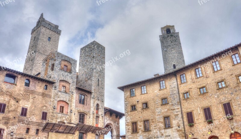 San Gimignano Italy Tuscany Tower Architecture Ancient