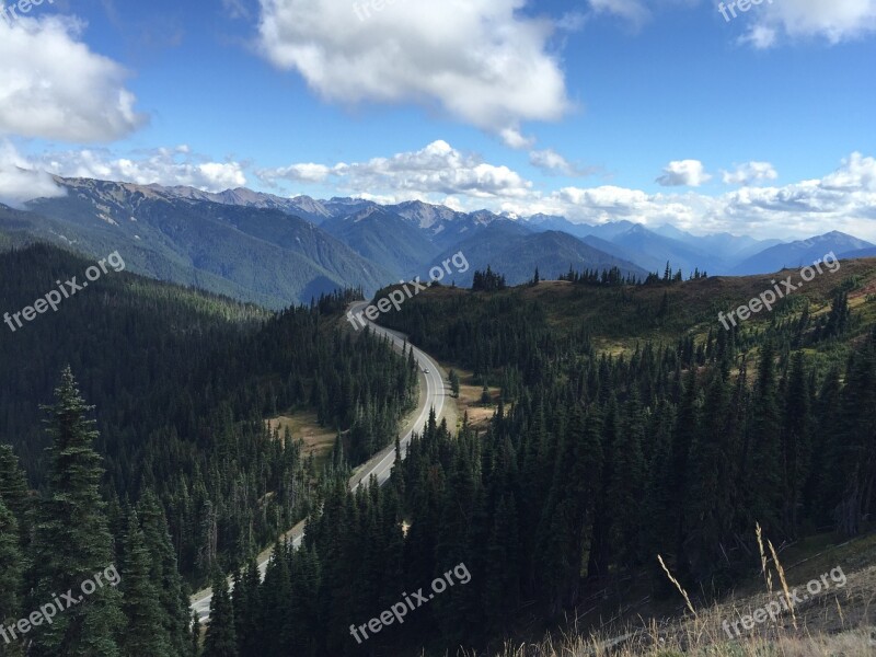 Highway Mountains Trees Travel Road