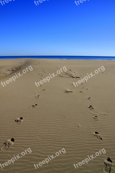 Footprints Sand Sea Sky Beach