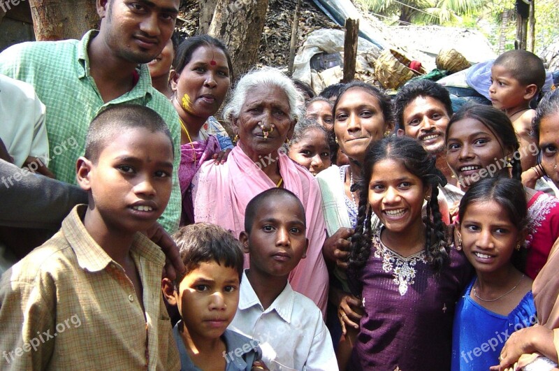 India Happy Faces Grandmother Children