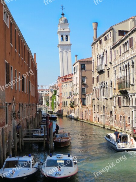 Venice Rio Leaning Tower Channels Canoes