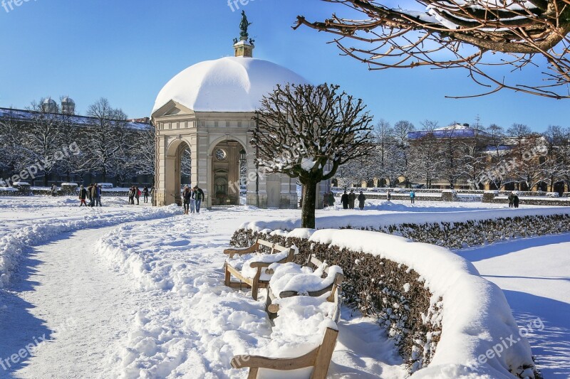 Munich English Garden Monopteros Winter Snow