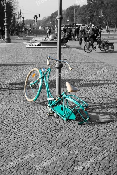 Bike Berlin Art Brandenburg Gate Black White