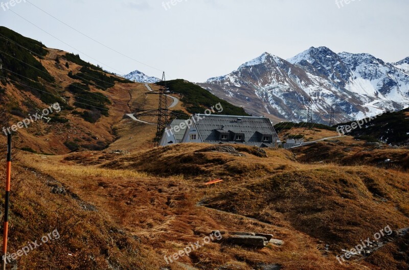 Alps Snow Yellow Brown Colored