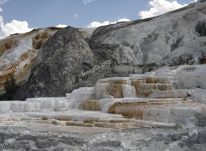 Yellowstone Mammoth Hot Springs Wyoming Free Photos