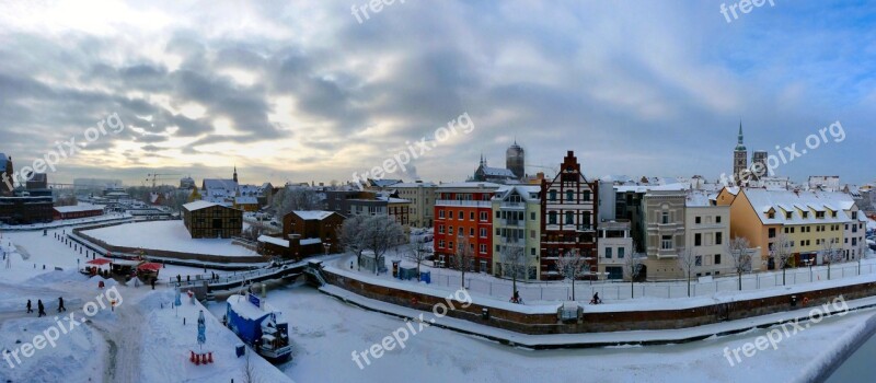 Stralsund Panorama Winter Germany City Views