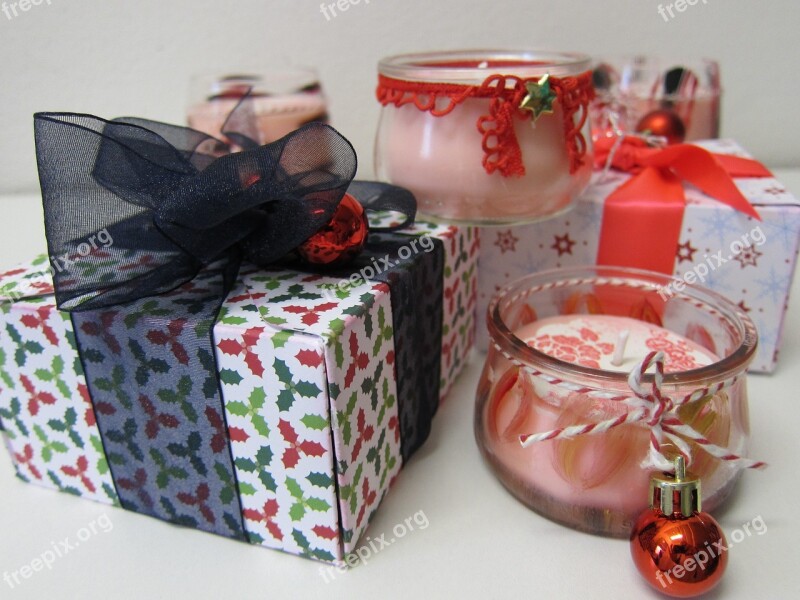 Gift Box Gift Wrapping Candles Xmas Christmas