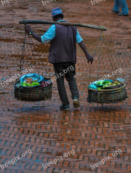 Nepal Vegetable Seller Durbar Square Traditional