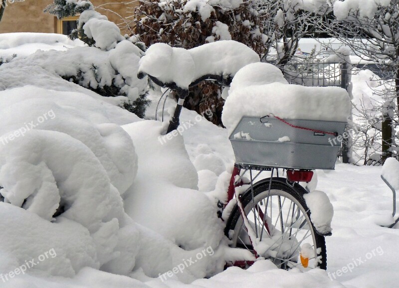 Bike Winter Snow Stralsund Free Photos