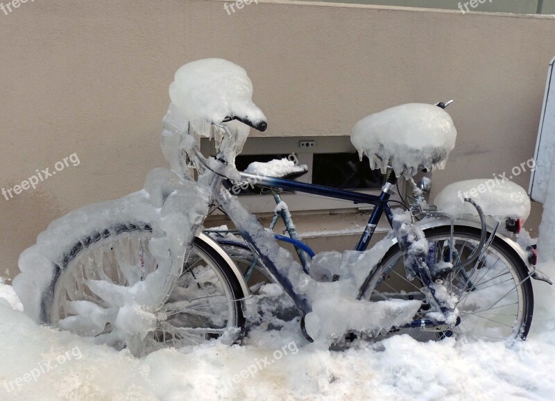 Bike Winter Iced Stralsund Free Photos