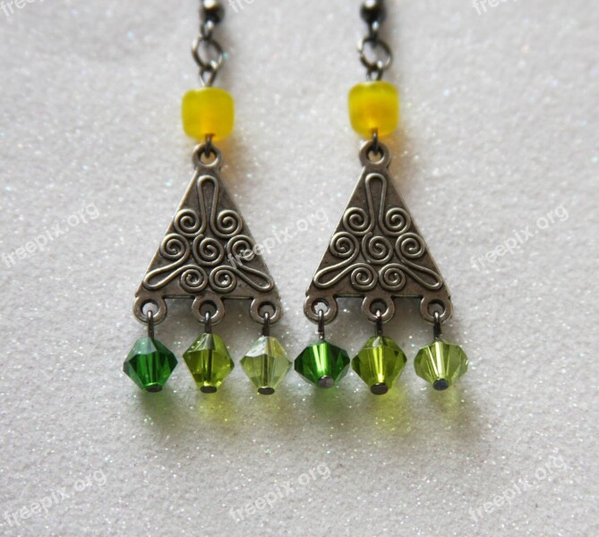 Green Earrings Earrings Jewel Jewelry Female