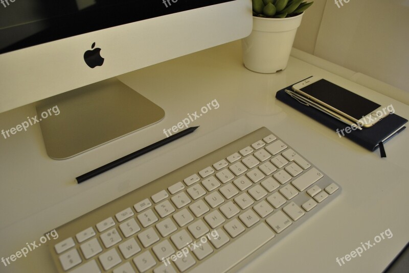 Imac Desk White Keyboard Table