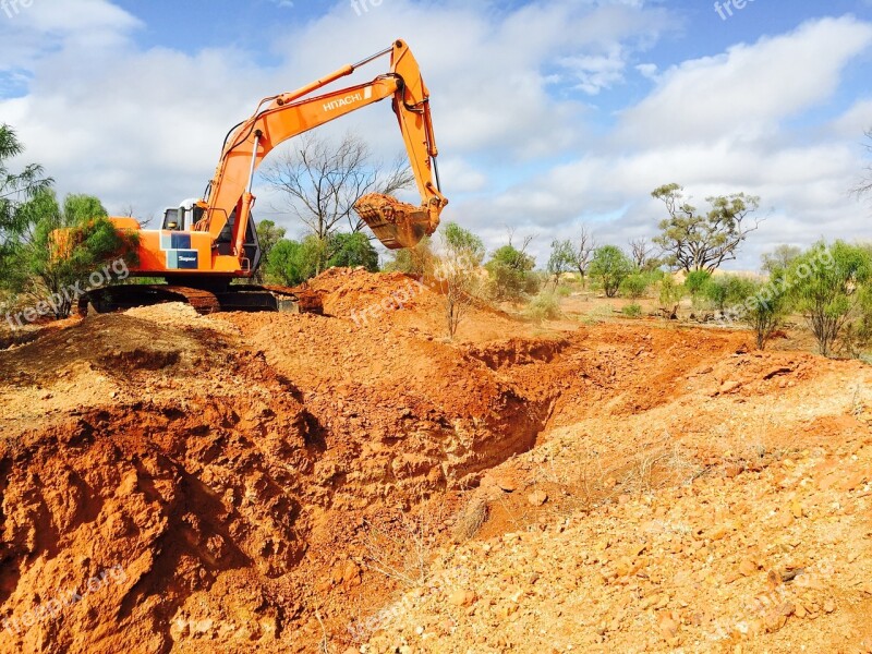 Australian Opal Excavator Machinery Red