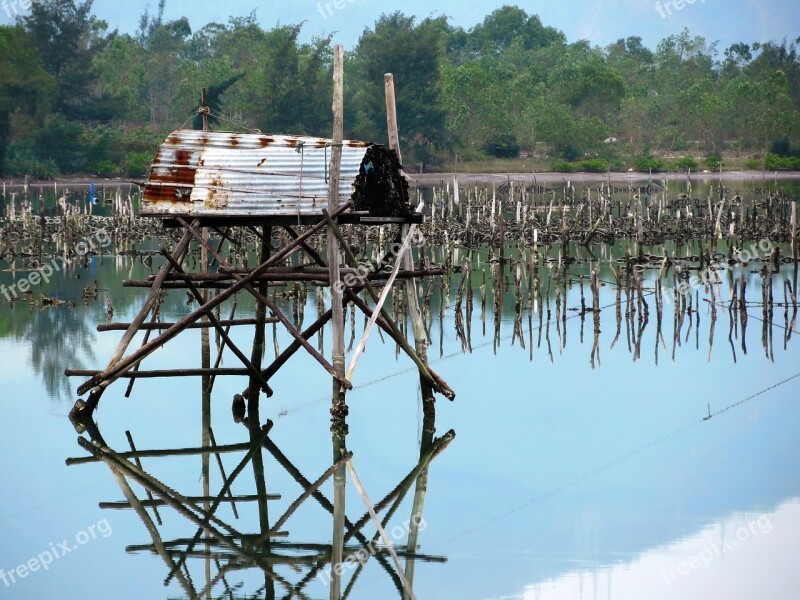 Viet Nam Danang Lake Fishing Fishermen's Hut