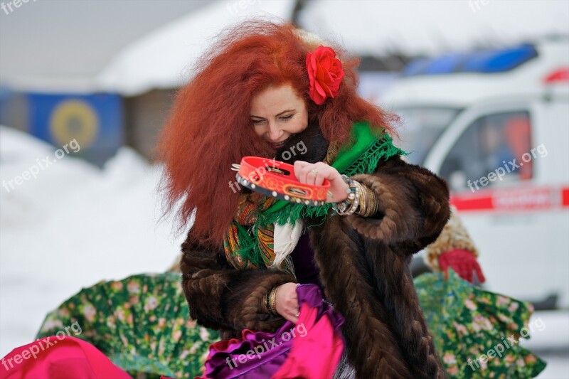 Russia Feast Woman Ginger Hair Dance