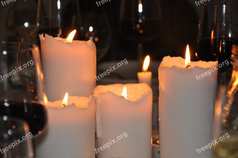 Light Low Table Settings Candles Burns