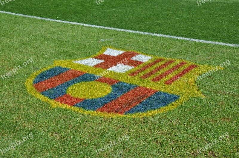 Barcelona Football Grass Line Logo