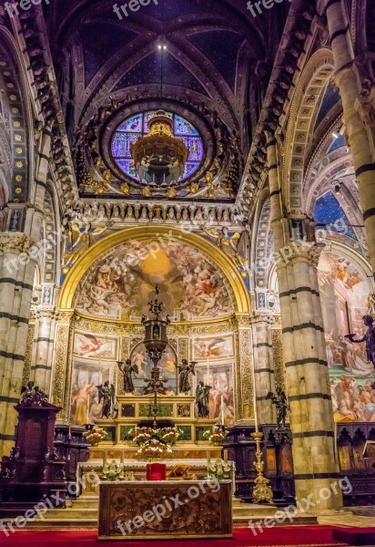 Siena Cathedral Altar Stained Glass Italy Cathedral