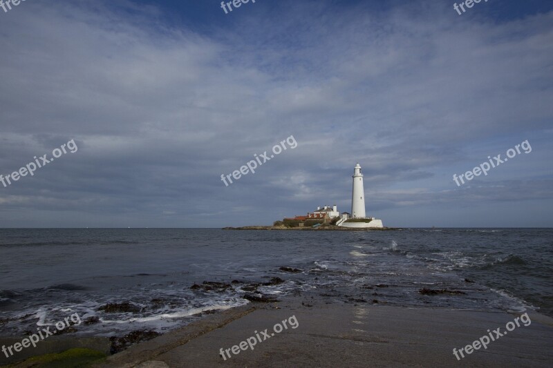 Lighthouse St Marys Coast Sea England