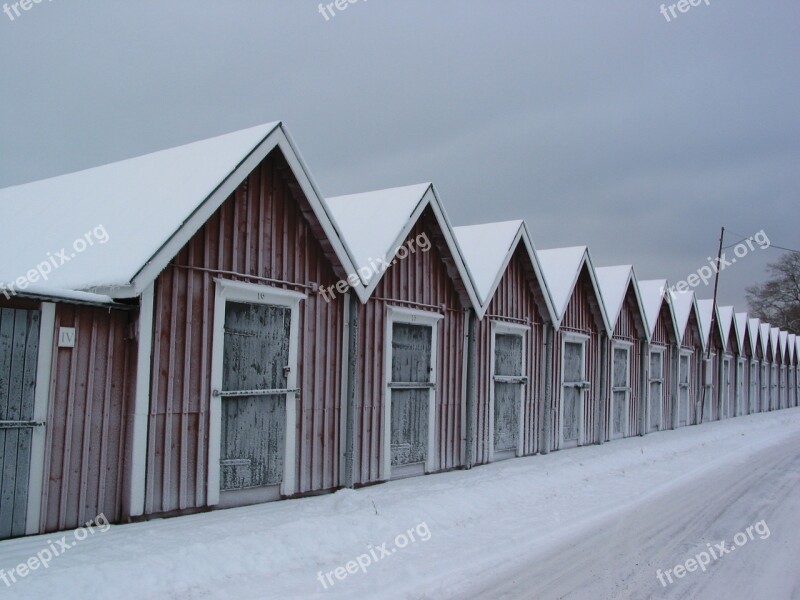 Winter Lake Fisherman Hut Cold