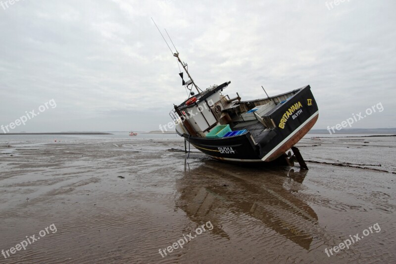 Fishing Boat Beach Sea Shore