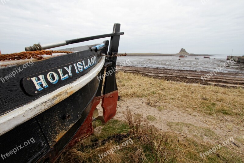 Boat Beach Beached Holy Island Shore