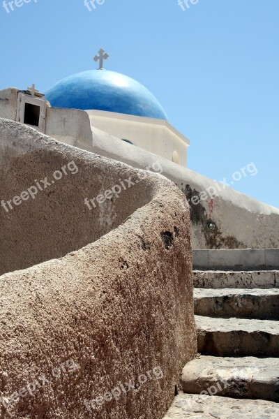 Santorini Church Dome Blue Free Photos