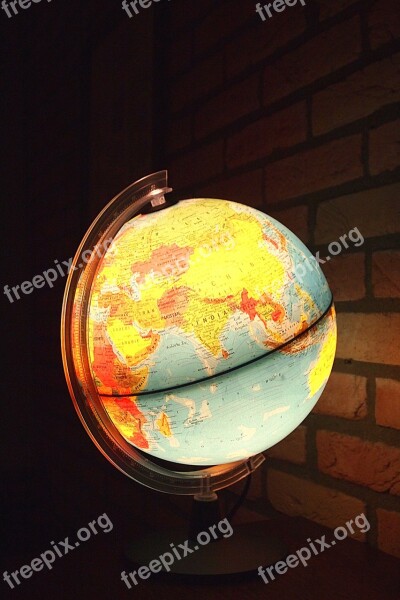 Globe Planet Earth Continents Lighting