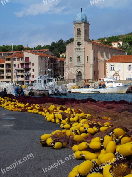 Fishing Net Port-vendres France Mediterranean Pyrénées-orientales