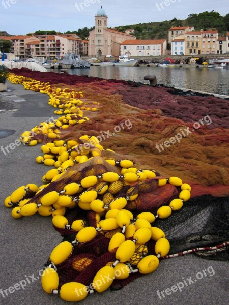 Fishing Net Port-vendres France Mediterranean Pyrénées-orientales