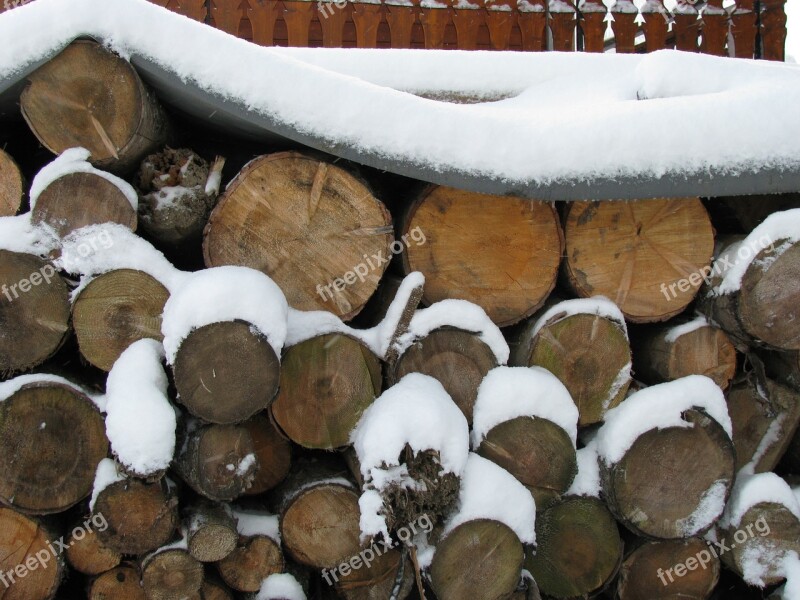 Stacked Logs Snow Free Photos