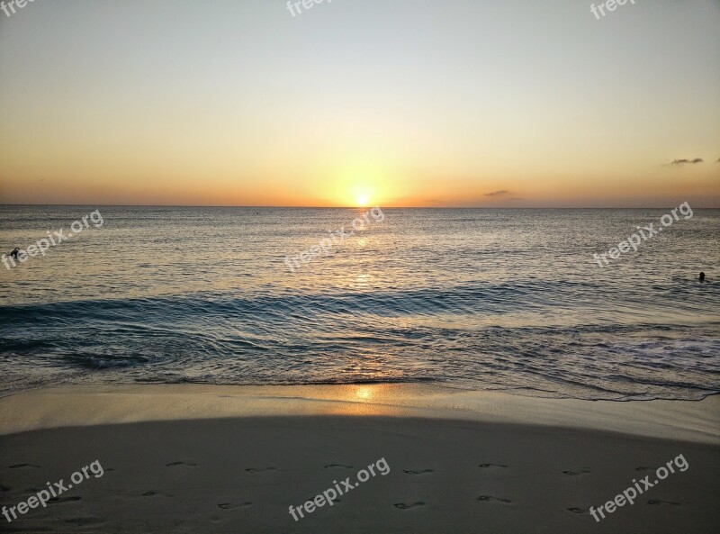 Beach Sunset Sunset Beach Colorful Horizon