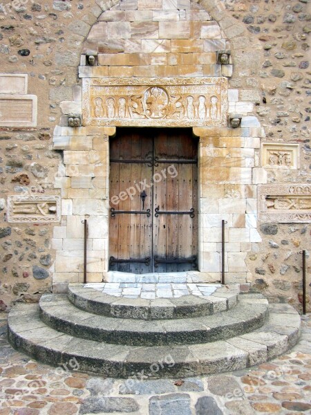 Saint-génis-des-fontaines Portal Architrave Abbey Medieval