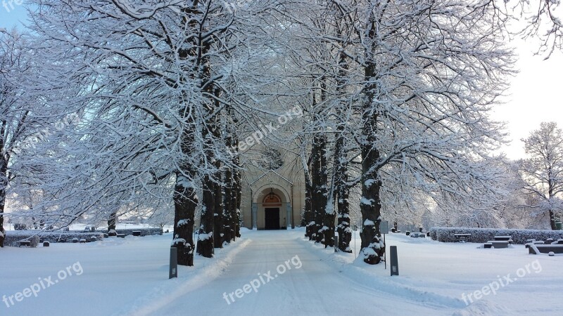 Avenue Church Door Winter Delsbo Road