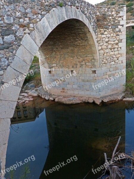 Roman Bridge Stone Bridge Arc River Reflection