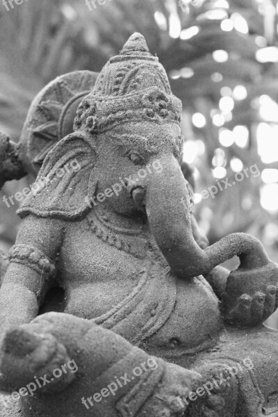 Ganesh Black And White Photo Mantra Deva Deity