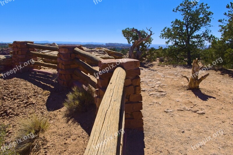 Wood And Stone Fence Barrier Fence Protect Obstacle