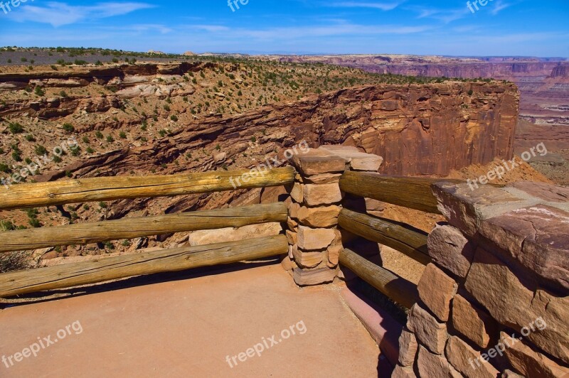 Overlook Fence At Canyonlands Canyonlands National Park Desert Utah Canyonlands