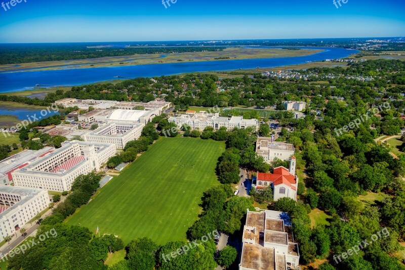 The Citadel Military Academy Landmark Historic Aerial View