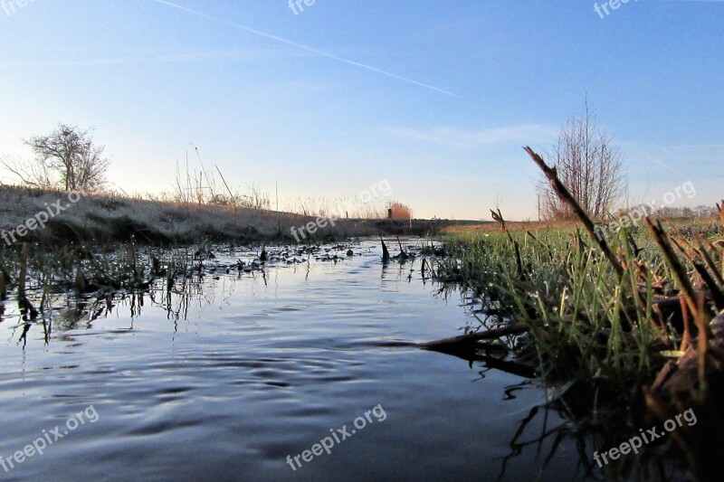 Ditch Flow Landscape Water Reflection