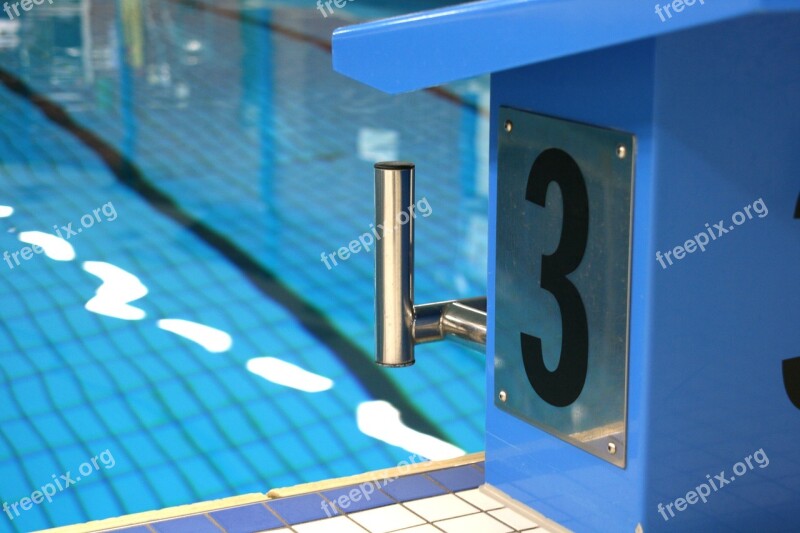 Swimming Pool Start Block Blue Swim Indoor Swimming Pool